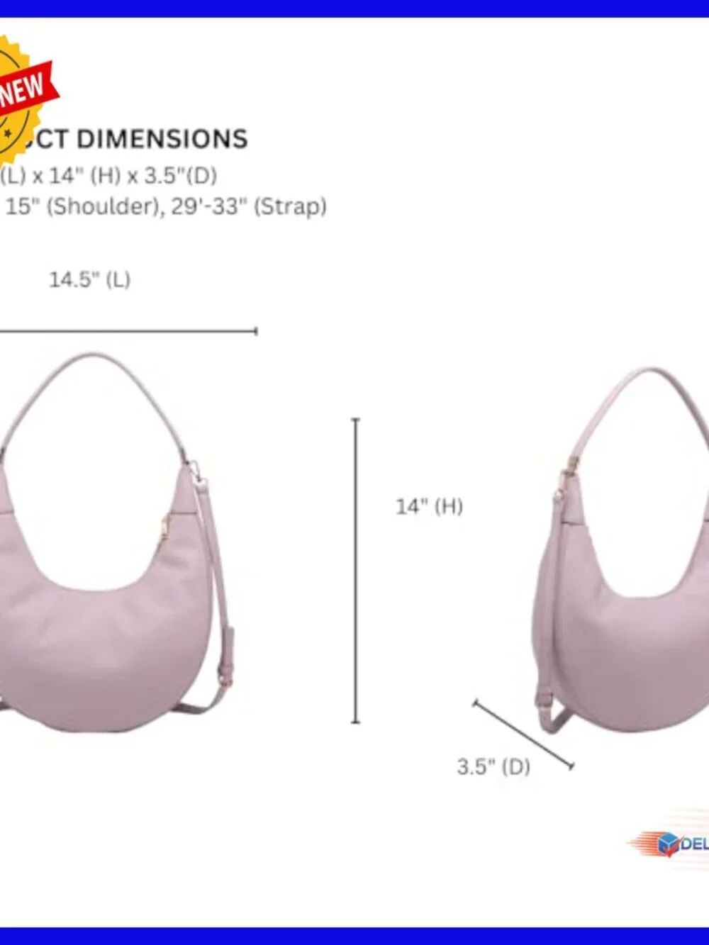 Vegan Leather Crossbody Hobo Bag with Adjustable Straps and Zipper Closure